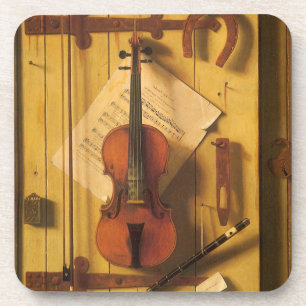 Still Life Violin and Music by William Harnett Coaster