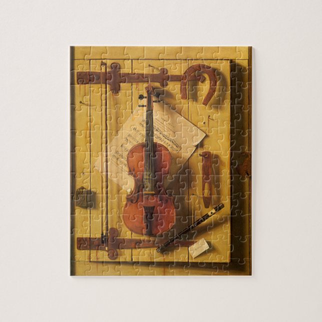Still Life Violin and Music by William Harnett Jigsaw Puzzle (Vertical)