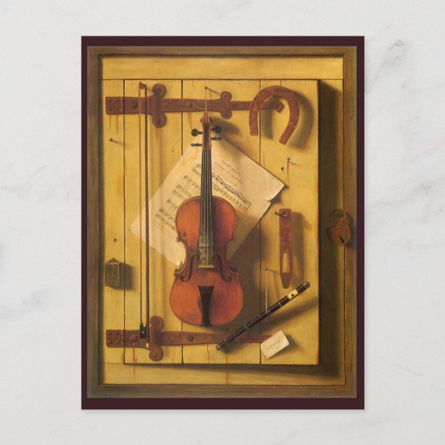 Still Life Violin and Music by William Harnett Postcard (Front)