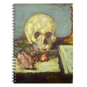 Still Life w Skull, Candle, Book By Paul Cezanne