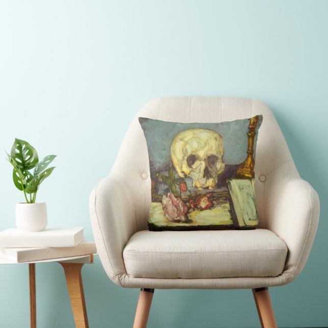 Still Life w Skull, Candle, Book By Paul Cezanne Cushion (Chair)