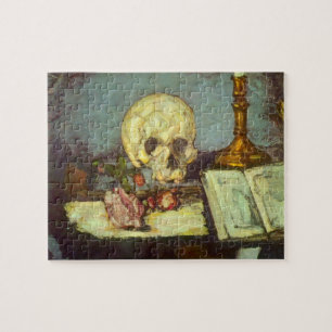 Still Life w Skull, Candle, Book By Paul Cezanne Jigsaw Puzzle