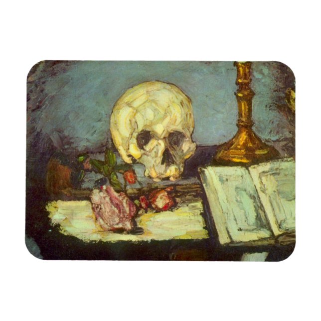 Still Life w Skull, Candle, Book By Paul Cezanne Magnet (Horizontal)