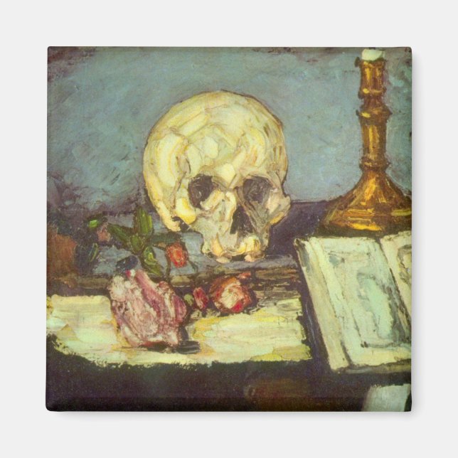 Still Life w Skull, Candle, Book By Paul Cezanne Magnet (Front)