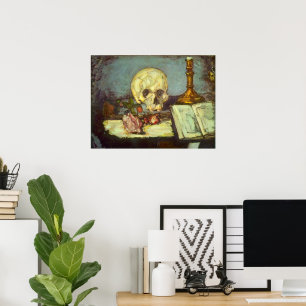 Still Life w Skull, Candle, Book By Paul Cezanne Poster