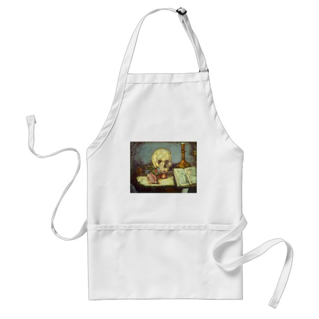 Still Life w Skull, Candle, Book By Paul Cezanne Standard Apron (Front)