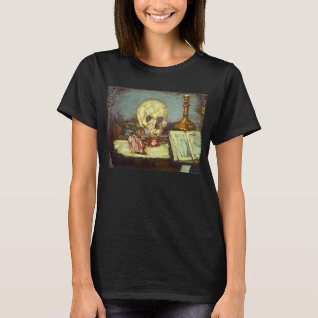 Still Life w Skull, Candle, Book By Paul Cezanne T-Shirt (Front)