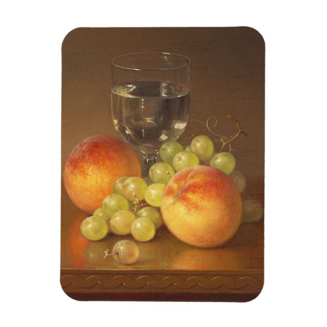 Still Life, Wineglass, Two Peaches, Fruit and Wine Magnet (Vertical)