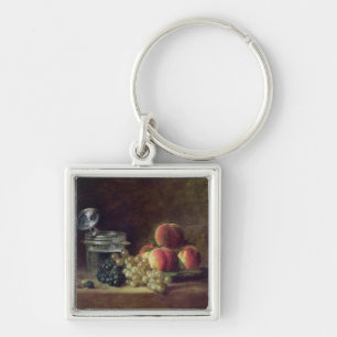 Still Life with a Basket of Peaches Key Ring