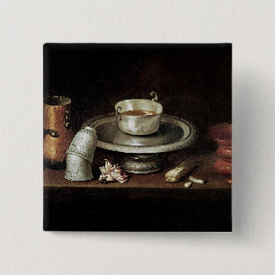 Still Life with a Bowl of Chocolate 15 Cm Square Badge