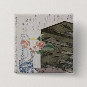Still Life with a Camelia, c.1820 15 Cm Square Badge