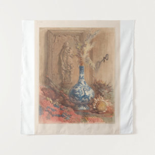 Still life with a Chinese vase and dried sunflower Tapestry