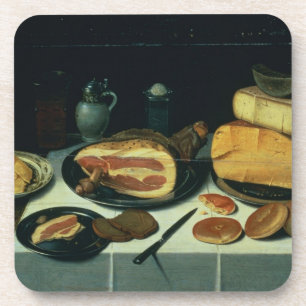Still Life with a Ham (oil on panel) Coaster