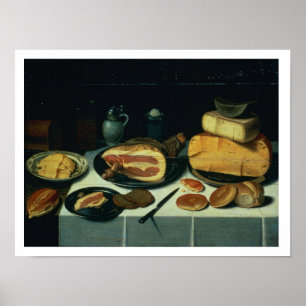 Still Life with a Ham (oil on panel) Poster