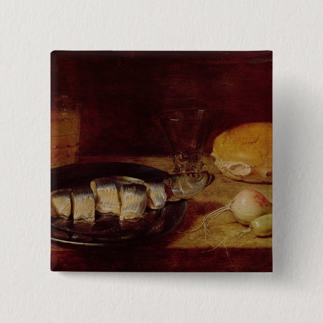 Still Life with a Herring 15 Cm Square Badge (Front)