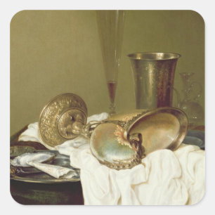 Still Life with a Nautilus Cup Square Sticker