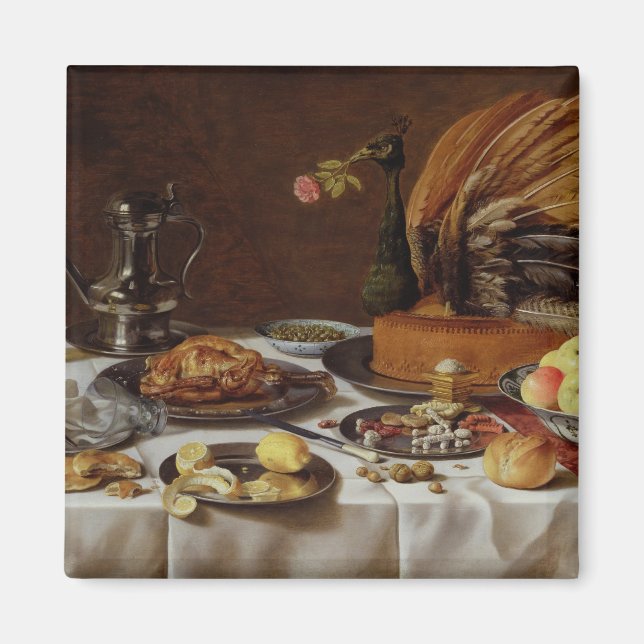 Still Life with a Peacock Pie, 1627 Magnet (Front)