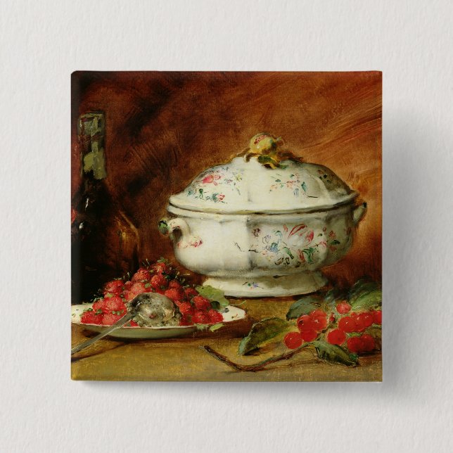 Still Life with a Soup Tureen 15 Cm Square Badge (Front)