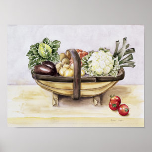 Still life with a trug of vegetables 1996 poster