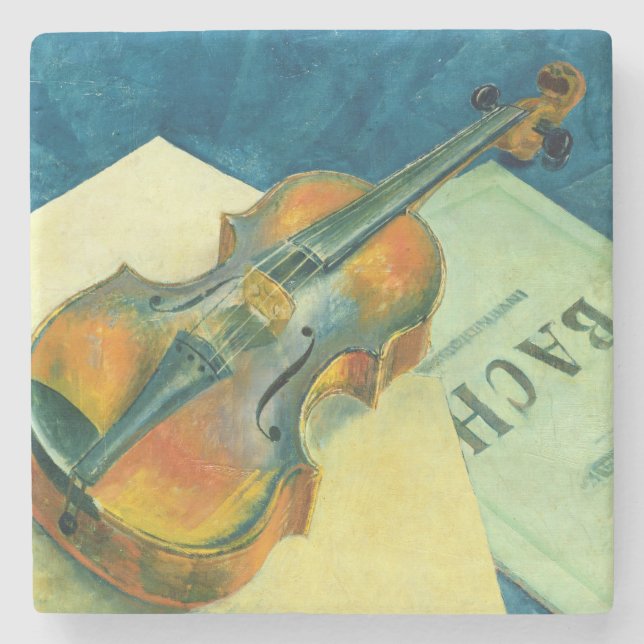 Still Life with a Violin, 1921 Stone Coaster (Front)
