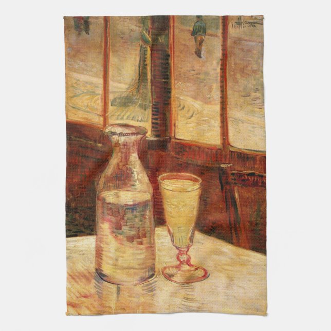 Still Life with Absinthe by Vincent van Gogh Tea Towel (Vertical)