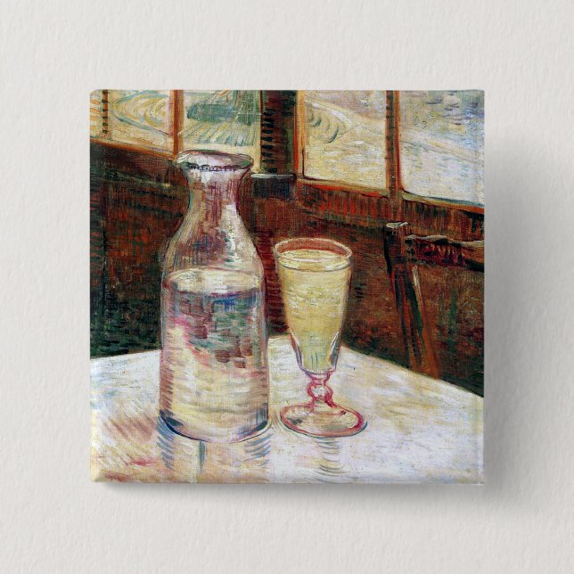 Still Life with Absinthe Van Gogh Fine Art 15 Cm Square Badge (Front)