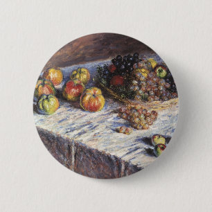 Still Life with Apples and Grapes by Claude Monet 6 Cm Round Badge
