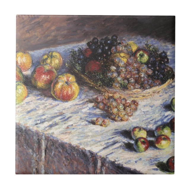 Still Life with Apples and Grapes by Claude Monet Ceramic Tile (Front)