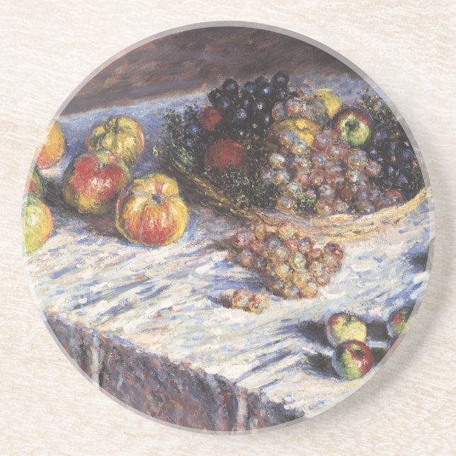 Still Life with Apples and Grapes by Claude Monet Coaster (Front)