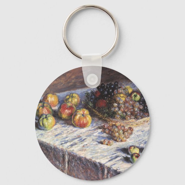 Still Life with Apples and Grapes by Claude Monet Key Ring (Front)