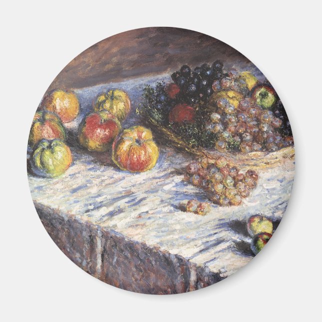 Still Life with Apples and Grapes by Claude Monet Magnet (Front)