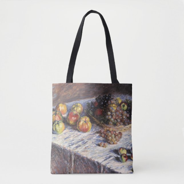 Still Life with Apples and Grapes by Claude Monet Tote Bag (Front)
