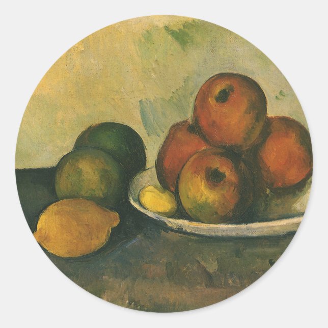 Still Life with Apples by Paul Cezanne Classic Round Sticker (Front)
