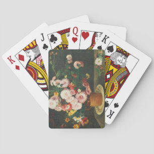 Still life with asters playing cards