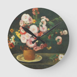 Still life with asters round clock