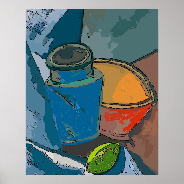 Still Life with Avacado Abstract Poster (Front)