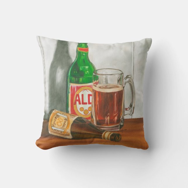 Still Life with Beer by Jennifer Goldberger Cushion (Front)
