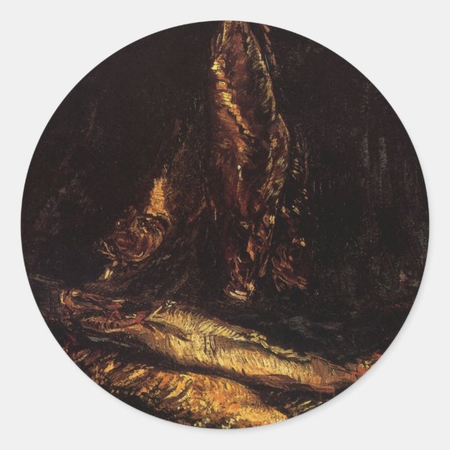 Still Life with Bloaters by Vincent van Gogh Classic Round Sticker (Front)
