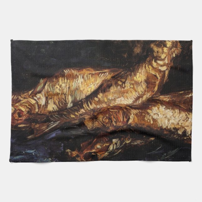 Still Life with Bloaters by Vincent van Gogh Tea Towel (Horizontal)