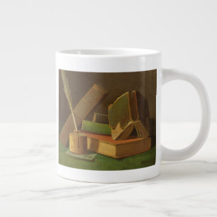 Still life with books and ink well large coffee mug