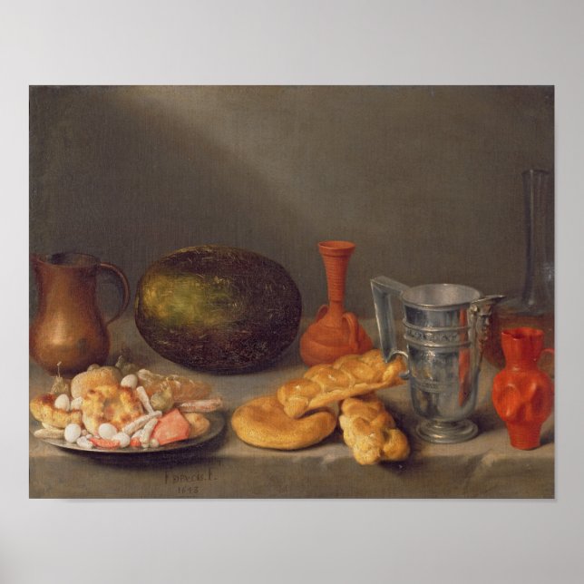 Still life with bread, 1648 poster (Front)
