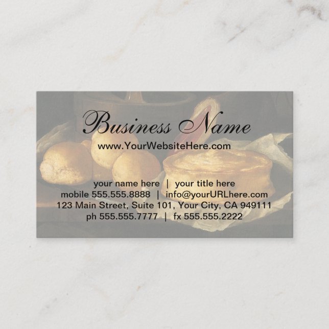 Still Life with Bread Tart and Ham, Giuseppe Recco Business Card (Front)