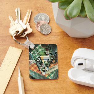 Still Life with Checked Tablecloth by Juan Gris Key Ring