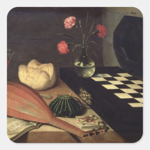Still Life with Chess-board, 1630 Square Sticker