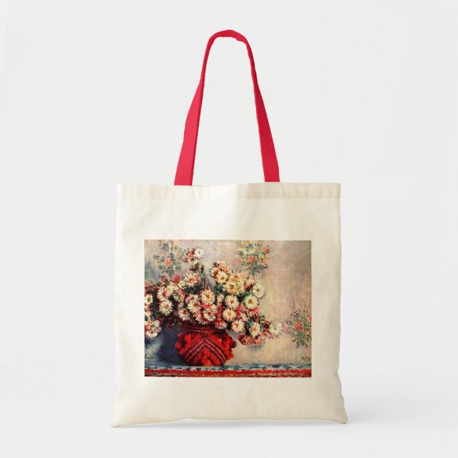 Still life with Chrysanthemums by Claude Monet Tote Bag (Front)