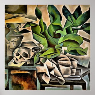 Still life with Cranium Geometric Vanitas Art Poster
