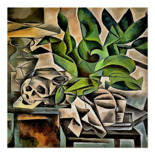Still life with Cranium Geometric Vanitas Art Poster