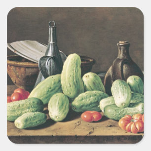 Still Life with Cucumbers and Tomatoes Square Sticker
