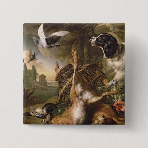 Still Life with Dead Game and Hares 15 Cm Square Badge