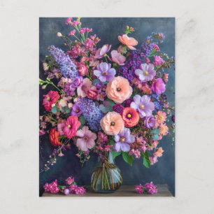 Still Life with Delphiniums and Ranunculus Postcard
